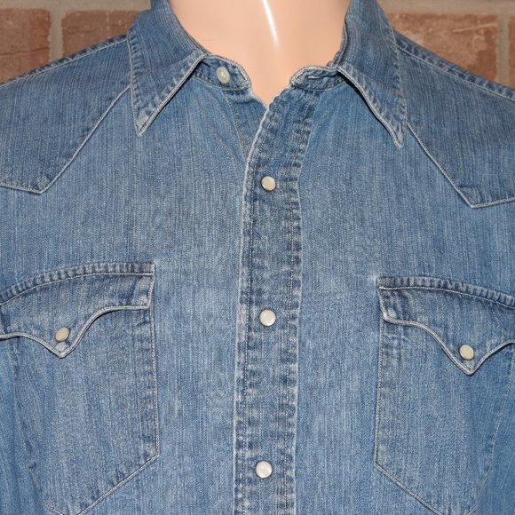 Polo Ralph Lauren Denim Shirt XL Western Classic Snap Jean Aztec Sportsman - Picture 3 of 8